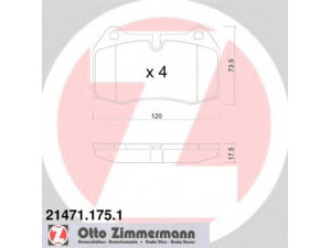 ZIMMERMANN 21471.175.1 stabdžių trinkelių rinkinys, diskinis stabdys 
 Techninės priežiūros dalys -> Papildomas remontas
3411 1 161 975, 3411 1 162 210