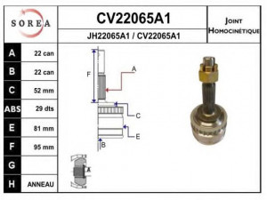 EAI CV22065A1K jungčių komplektas, kardaninis velenas 
 Ratų pavara -> Sujungimai/komplektas