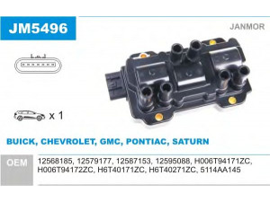 JANMOR JM5496 ritė, uždegimas 
 Kibirkšties / kaitinamasis uždegimas -> Uždegimo ritė
12568185, 12579177, 12587153, 12595088