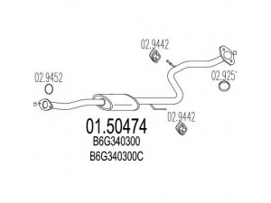 MTS 01.50474 vidurinis duslintuvas 
 Išmetimo sistema -> Duslintuvas
B6G340300, B6G340300B, B6G340300C