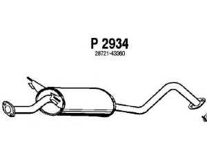 FENNO P2934 vidurinis duslintuvas 
 Išmetimo sistema -> Duslintuvas
28721-43360