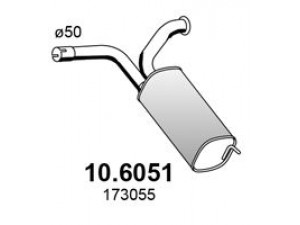 ASSO 10.6051 vidurinis duslintuvas 
 Išmetimo sistema -> Duslintuvas
173055, 9616845080, 173055, 9616845080