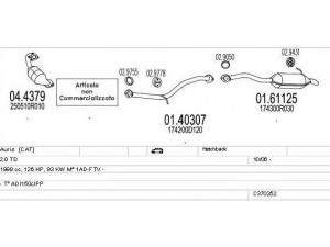 MTS C370252016163 išmetimo sistema 
 Išmetimo sistema -> Išmetimo sistema, visa