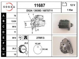 EAI 11687 starteris 
 Elektros įranga -> Starterio sistema -> Starteris
93BB11000AA, 93BB11000AB, 93BB11000CA