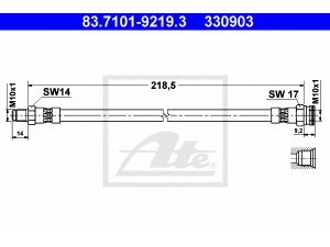 ATE 83.7101-9219.3 stabdžių žarnelė 
 Stabdžių sistema -> Stabdžių žarnelės
46814034