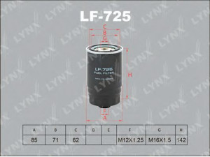 LYNXauto LF-725 kuro filtras 
 Techninės priežiūros dalys -> Papildomas remontas
31911-1H900, 31922-2E900, 31922-2EA00