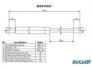 BUGIAD BGS10947 dujinė spyruoklė, bagažinė 
 Priedai -> Bagažinė/pakrovimo skyrius
817712C020, 817712C021