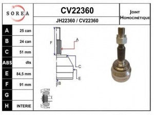 EAI CV22360K jungčių komplektas, kardaninis velenas 
 Ratų pavara -> Sujungimai/komplektas