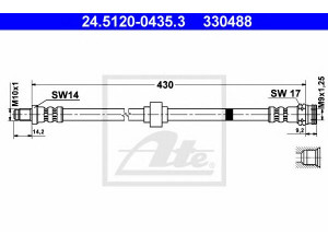 ATE 24.5120-0435.3 stabdžių žarnelė 
 Stabdžių sistema -> Stabdžių žarnelės
95 632 790