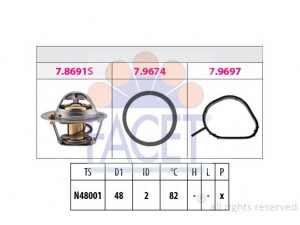FACET 7.8691 termostatas, aušinimo skystis 
 Aušinimo sistema -> Termostatas/tarpiklis -> Thermostat
1 306 004, 1 712 228, 4M5G-8575-ZA