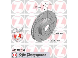 ZIMMERMANN 610.1192.52 stabdžių diskas 
 Dviratė transporto priemonės -> Stabdžių sistema -> Stabdžių diskai / priedai
31 262 209, 3516 567.9, 6 848 902