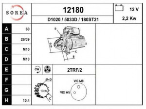 EAI 12180 starteris 
 Elektros įranga -> Starterio sistema -> Starteris
04801472AA, 56044572AB