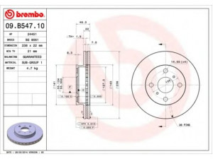 BREMBO 09.B547.10 stabdžių diskas 
 Stabdžių sistema -> Diskinis stabdys -> Stabdžių diskas
4351212350, 4351212360, 4351212580