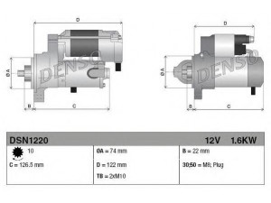 DENSO DSN1220 starteris 
 Elektros įranga -> Starterio sistema -> Starteris
28100-31040, 28100-31041