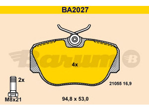 BARUM BA2027 stabdžių trinkelių rinkinys, diskinis stabdys 
 Techninės priežiūros dalys -> Papildomas remontas
000 420 89 20, 000 420 91 20, 001 420 10 20