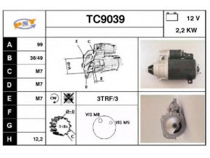 SNRA TC9039 starteris 
 Elektros įranga -> Starterio sistema -> Starteris
5490926R, 95493014R, 95493072R