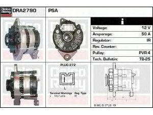 DELCO REMY DRA2790 kintamosios srovės generatorius 
 Elektros įranga -> Kint. sr. generatorius/dalys -> Kintamosios srovės generatorius
A2T26391, A2T27091, A2T27091A, A2T27091B