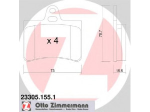 ZIMMERMANN 23305.155.1 stabdžių trinkelių rinkinys, diskinis stabdys 
 Techninės priežiūros dalys -> Papildomas remontas
425217, 425290, 425334