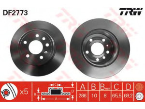 TRW DF2773 stabdžių diskas 
 Dviratė transporto priemonės -> Stabdžių sistema -> Stabdžių diskai / priedai
569118, 569210, 90512910, 4565693