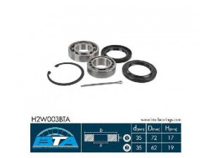 BTA H2W003BTA rato guolio komplektas 
 Ašies montavimas/vairavimo mechanizmas/ratai -> Rato stebulė/montavimas -> Rato guolis
