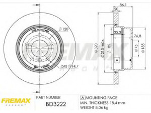 FREMAX BD-3222 stabdžių diskas 
 Stabdžių sistema -> Diskinis stabdys -> Stabdžių diskas
34 21 6 763 345