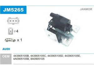 JANMOR JM5265 ritė, uždegimas 
 Kibirkšties / kaitinamasis uždegimas -> Uždegimo ritė
443905105B, 443905105C, 443905105D