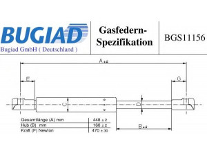 BUGIAD BGS11156 dujinė spyruoklė, bagažinė 
 Priedai -> Bagažinė/pakrovimo skyrius
81770-06010, 81770-06011