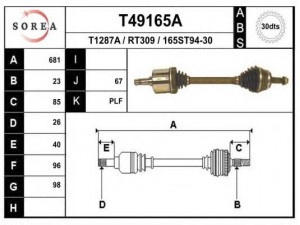 EAI T49165A kardaninis velenas 
 Ratų pavara -> Kardaninis velenas
7700100065, 7701352488
