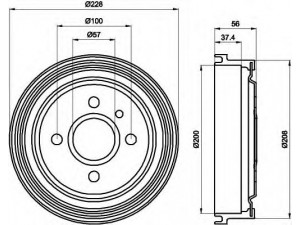 HELLA 8DT 355 301-181 stabdžių būgnas 
 Stabdžių sistema -> Būgninis stabdys -> Stabdžių būgnas
90086194, 568053, 568058, 90193915