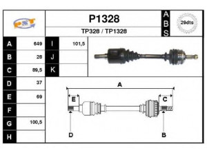 SNRA P1328 kardaninis velenas 
 Ratų pavara -> Kardaninis velenas
327235, 327240, 327260, 327287