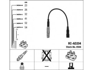 NGK 0504 uždegimo laido komplektas 
 Kibirkšties / kaitinamasis uždegimas -> Uždegimo laidai/jungtys
078 905 531 A, 078 905 532 A, 078 905 533 A