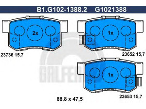 GALFER B1.G102-1388.2 stabdžių trinkelių rinkinys, diskinis stabdys 
 Techninės priežiūros dalys -> Papildomas remontas
43022-S3N-000, 43022-S3N-E50, 43022-S7S-010