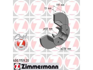 ZIMMERMANN 600.1159.20 stabdžių diskas 
 Dviratė transporto priemonės -> Stabdžių sistema -> Stabdžių diskai / priedai
251 407 617 A, 251 407 617 E