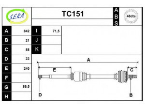 SERA TC151 kardaninis velenas 
 Ratų pavara -> Kardaninis velenas
32737Q, 32737R