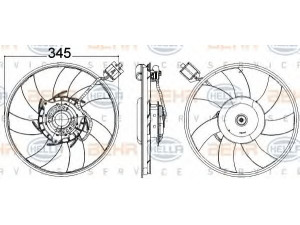 HELLA 8EW 351 104-541 ventiliatorius, radiatoriaus 
 Aušinimo sistema -> Radiatoriaus ventiliatorius
13 41 092, 22 91 5386
