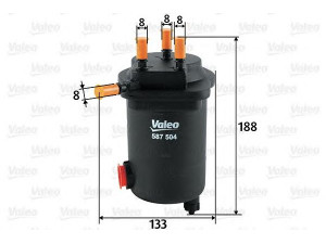 VALEO 587504 kuro filtras 
 Techninės priežiūros dalys -> Papildomas remontas
7701061576, 7701062190, 7701063611