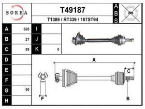 EAI T49187 kardaninis velenas 
 Ratų pavara -> Kardaninis velenas
7700105449, 7700872591, 7700872592