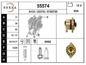 EAI 55574 kintamosios srovės generatorius 
 Elektros įranga -> Kint. sr. generatorius/dalys -> Kintamosios srovės generatorius
4765931, 4765933, 4765934, 4787668