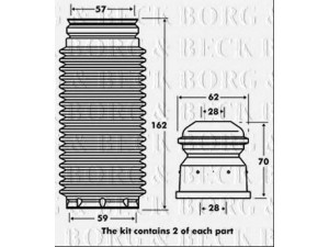 BORG & BECK BPK7053 apsauginio dangtelio komplektas, amortizatorius