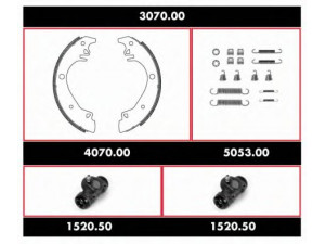 WOKING 3070.00 stabdžių rinkinys, būgniniai stabdžiai 
 Stabdžių sistema -> Būgninis stabdys -> Stabdžių remonto rinkinys
4241-1N, 4241-53, 4241-1N