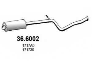 ASSO 36.6002 vidurinis duslintuvas 
 Išmetimo sistema -> Duslintuvas
171711, 171730, 171731, 171735