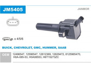 JANMOR JM5405 ritė, uždegimas 
 Kibirkšties / kaitinamasis uždegimas -> Uždegimo ritė
12596547, 8-12596-547-0