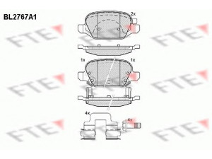 FTE BL2767A1 stabdžių trinkelių rinkinys, diskinis stabdys 
 Techninės priežiūros dalys -> Papildomas remontas
68088919AA, 77366388, 77366491