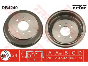 TRW DB4240 stabdžių būgnas 
 Stabdžių sistema -> Būgninis stabdys -> Stabdžių būgnas
MB58758, MB699291, AA35020001