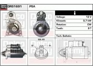 DELCO REMY DRS1691 starteris 
 Elektros įranga -> Starterio sistema -> Starteris
7700714902, 7701499474, 9150457580