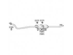 MTS 01.34330 priekinis duslintuvas 
 Išmetimo sistema -> Duslintuvas
1705F2, 1705F3, 1705P7, 1705P8