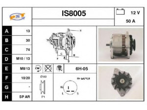 SNRA IS8005 kintamosios srovės generatorius 
 Elektros įranga -> Kint. sr. generatorius/dalys -> Kintamosios srovės generatorius
LR150431, LR150438B, LR150439B