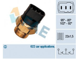 FAE 37820 temperatūros jungiklis, radiatoriaus ventiliatorius 
 Aušinimo sistema -> Siuntimo blokas, aušinimo skysčio temperatūra
951 606 481 00, 3448916-1, 3451216-0