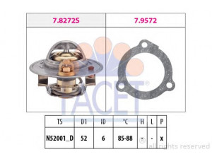 FACET 7.8388 termostatas, aušinimo skystis 
 Aušinimo sistema -> Termostatas/tarpiklis -> Thermostat
0K01C-15-17Y
