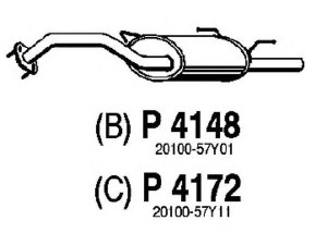 FENNO P4148 galinis duslintuvas 
 Išmetimo sistema -> Duslintuvas
20100-57Y00, 20100-57Y01, 20100-57Y02